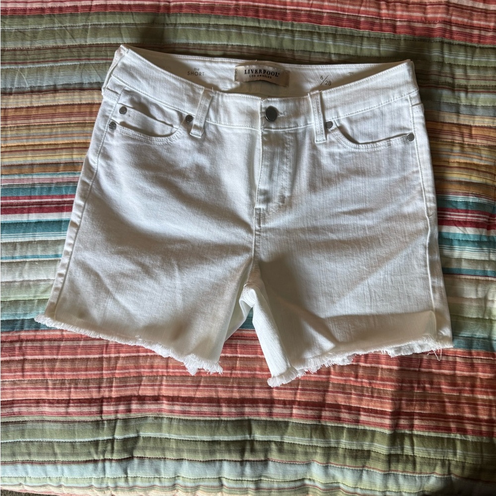 Liverpool White Jean Shorts for Women